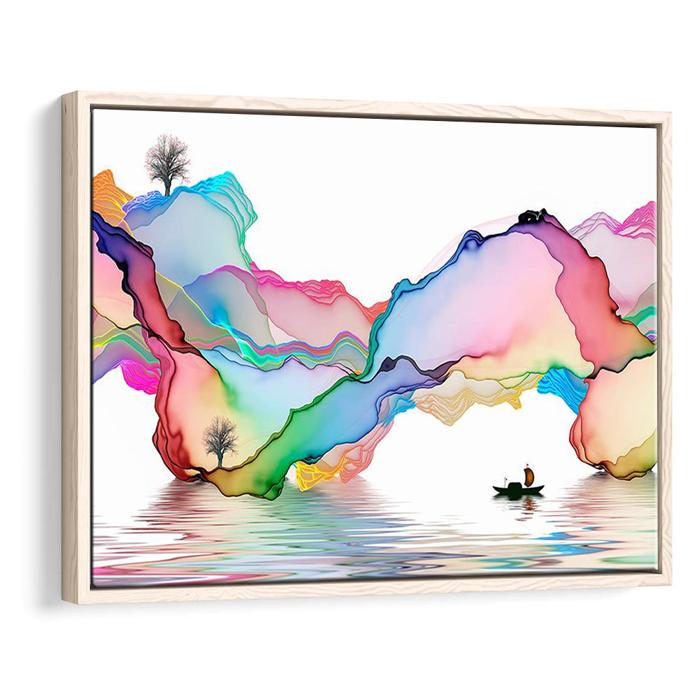 Printed Abstract Art Over The Bed,Decorative Background Decor For Home, Framed Cavas Print, Floating Frame