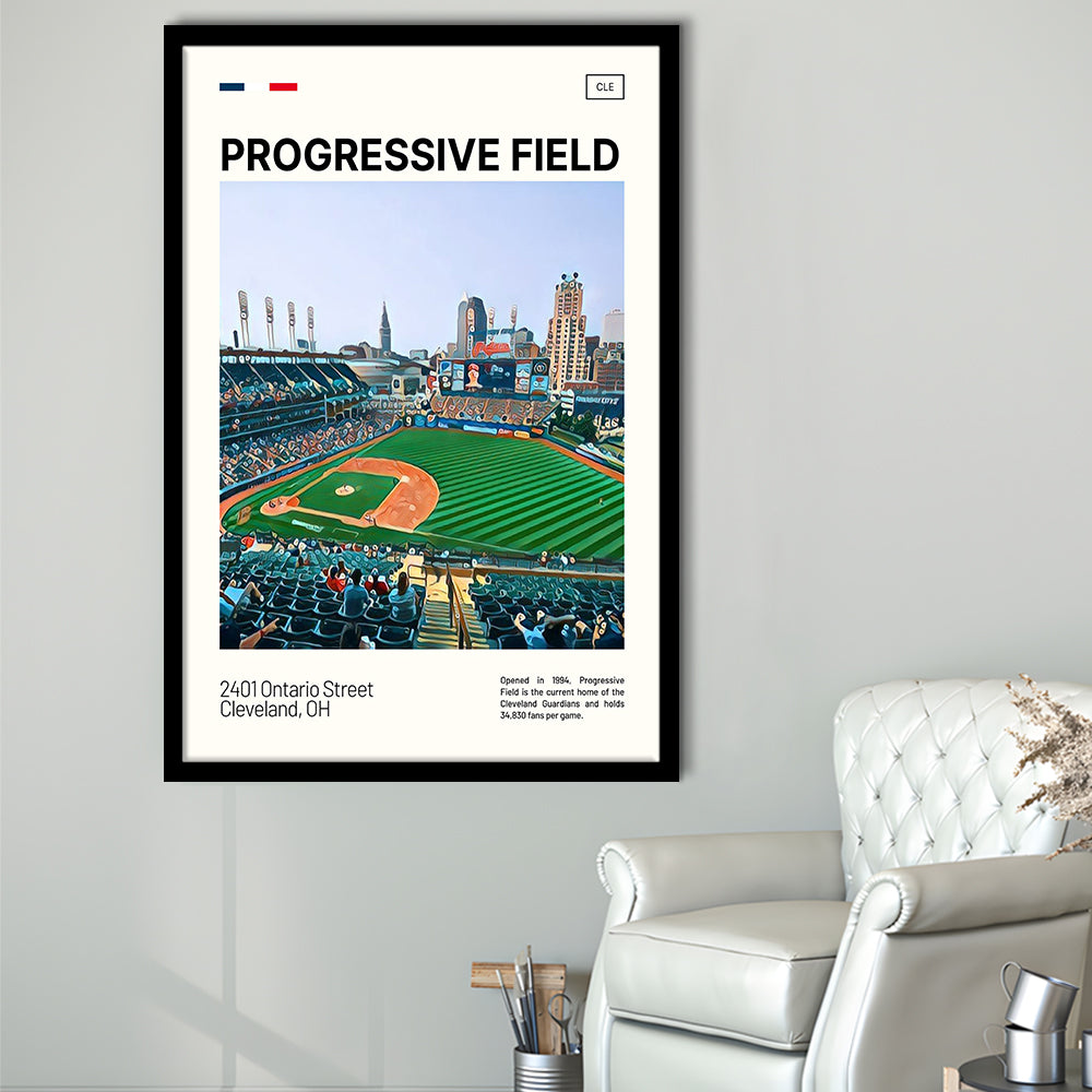 Progressive Field Print, Cleveland Guardians Stadium Art, Gifts for him, Sport Art, Framed Art Print Wall Decor