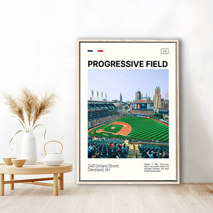 Progressive Field Print, Cleveland Guardians Stadium Canvas Art, Man Cave Gift, Floating Framed Canvas Print Wall Art