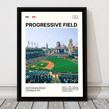 Progressive Field Print, Cleveland Guardians Stadium Canvas Art, Man Cave Gift, Floating Framed Canvas Print Wall Art