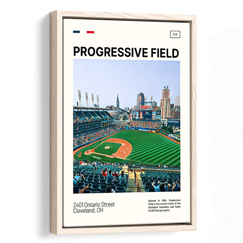 Progressive Field Print, Cleveland Guardians Stadium Canvas Art, Man Cave Gift, Floating Framed Canvas Print Wall Art