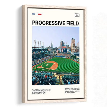 Progressive Field Print, Cleveland Guardians Stadium Canvas Art, Man Cave Gift, Floating Framed Canvas Print Wall Art