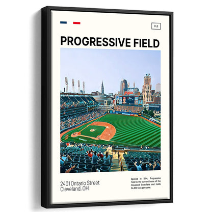 Progressive Field Print, Cleveland Guardians Stadium Canvas Art, Man Cave Gift, Floating Framed Canvas Print Wall Art
