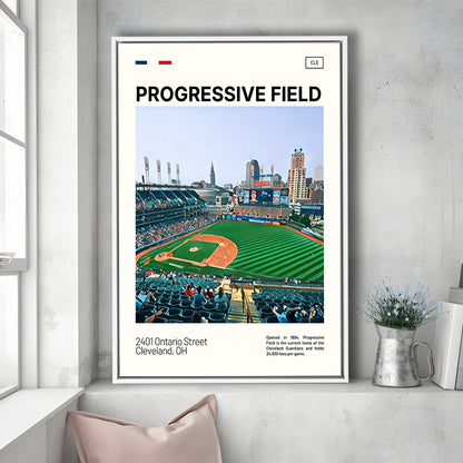 Progressive Field Print, Cleveland Guardians Stadium Canvas Art, Man Cave Gift, Floating Framed Canvas Print Wall Art