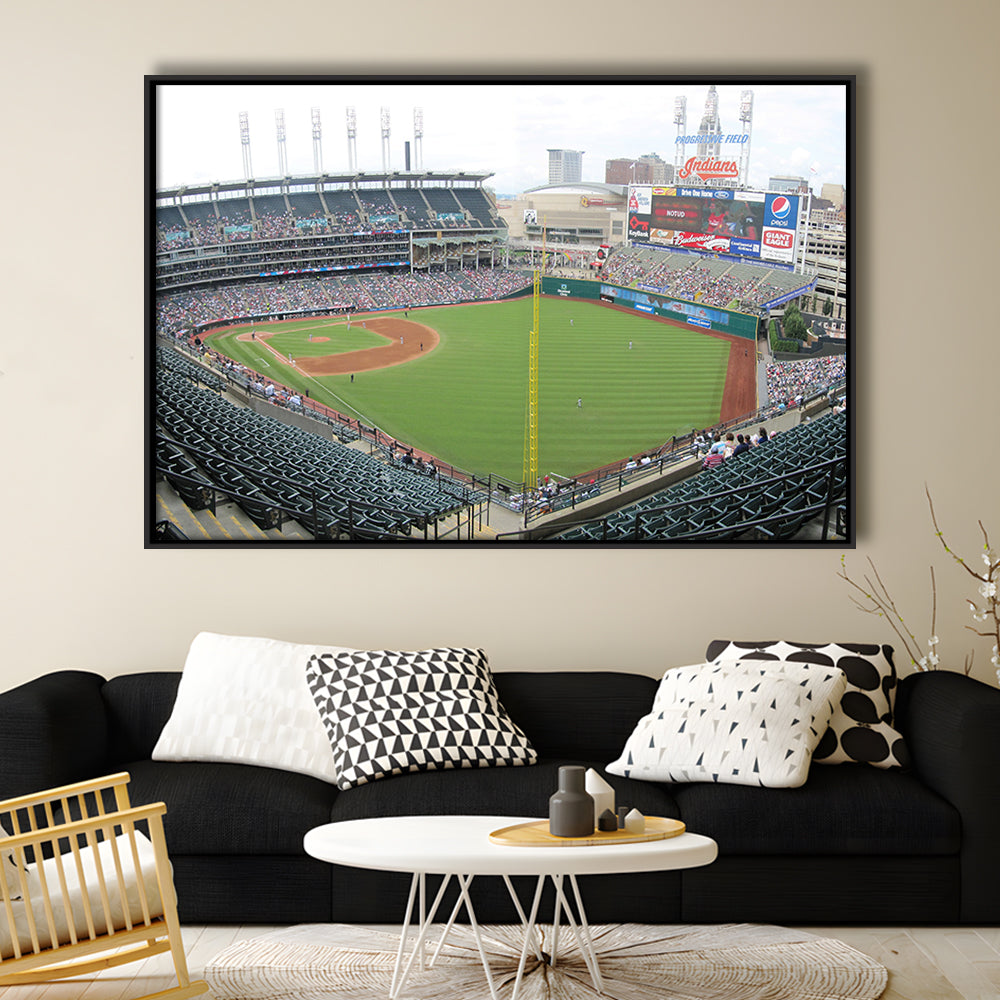 Progressive Field, Stadium Canvas, Sport Art, Framed Canvas Print Wall Art, Floating Frame