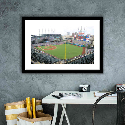 Progressive Field, Stadium Canvas, Sport Art, Gift for him, White Border Framed Art Print Wall Decor