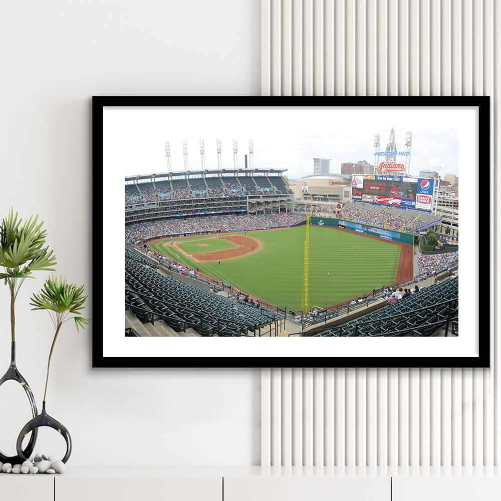 Progressive Field, Stadium Canvas, Sport Art, Gift for him, White Border Framed Art Print Wall Decor