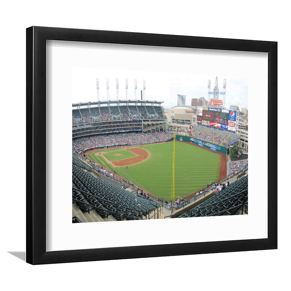 Progressive Field, Stadium Canvas, Sport Art, Gift for him, White Border Framed Art Print Wall Decor