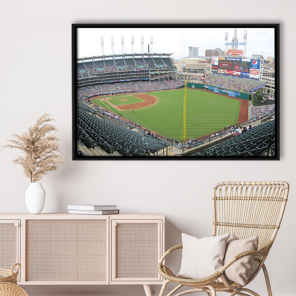 Progressive Field, Stadium Canvas, Sport Art, Framed Canvas Print Wall Art, Floating Frame