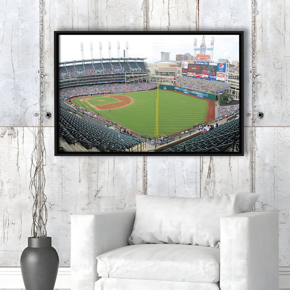 Progressive Field, Stadium Canvas, Sport Art, Framed Canvas Print Wall Art, Floating Frame
