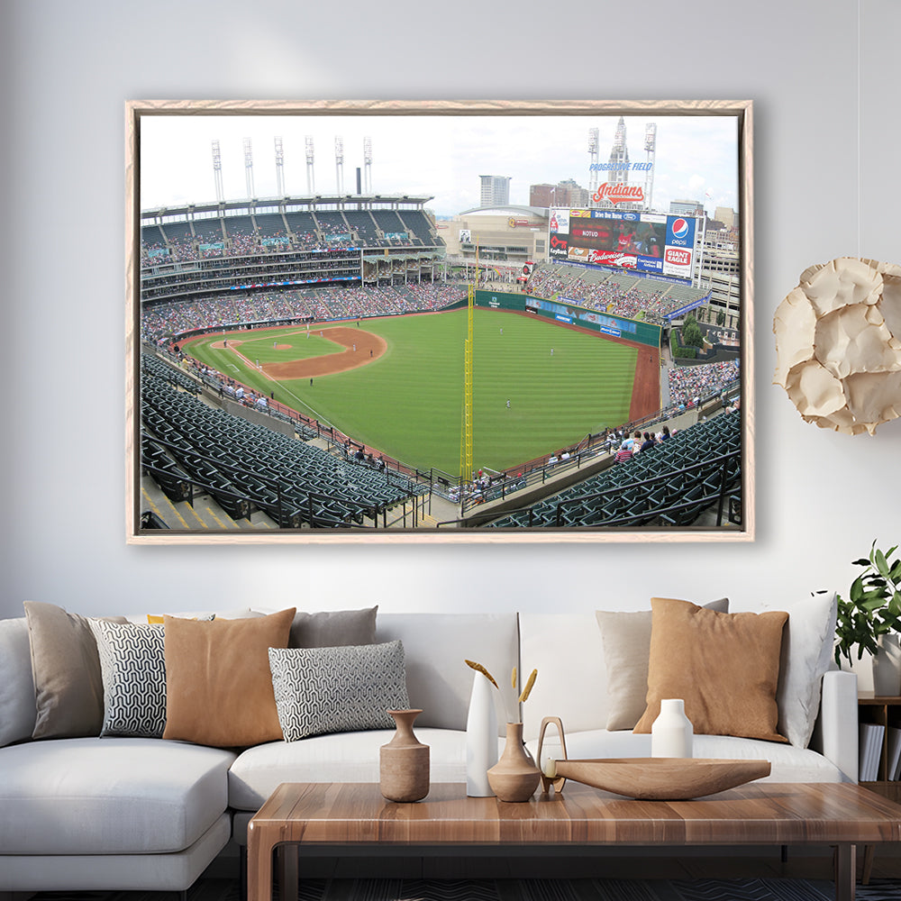 Progressive Field, Stadium Canvas, Sport Art, Framed Canvas Print Wall Art, Floating Frame