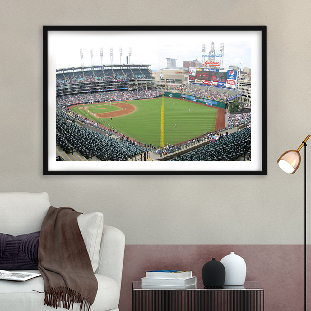 Progressive Field, Stadium Canvas, Sport Art, Gift for him, White Border Framed Art Print Wall Decor