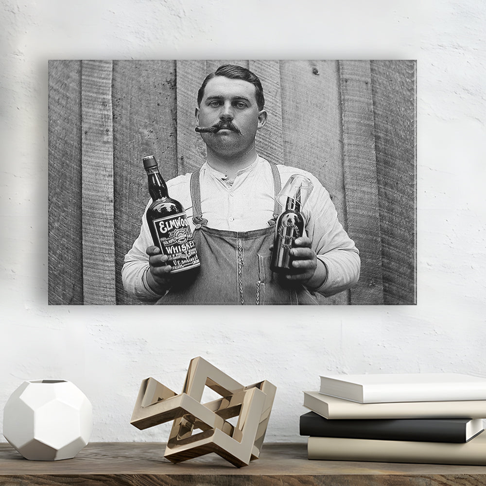 Prohibition Whiskey, Black and White, Speakeasy Decor, Cocktail, Man Cave Decor, Canvas Print Wall Art Decor