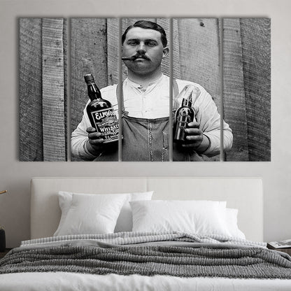 Prohibition Whiskey, Black and White, Speakeasy Decor, Cocktail, Man Cave Decor, 5 Pieces Large Canvas Print