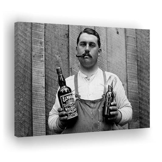Prohibition Whiskey, Black and White, Speakeasy Decor, Cocktail, Man Cave Decor, Canvas Print Wall Art Decor