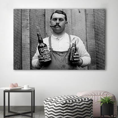 Prohibition Whiskey, Black and White, Speakeasy Decor, Cocktail, Man Cave Decor, Canvas Print Wall Art Decor