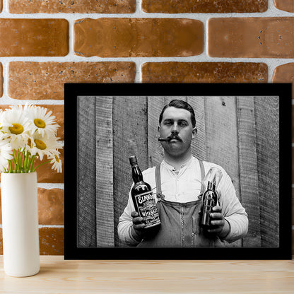 Prohibition Whiskey, Black and White, Speakeasy Decor, Cocktail, Man Cave Decor, Framed Art Print Wall Decor