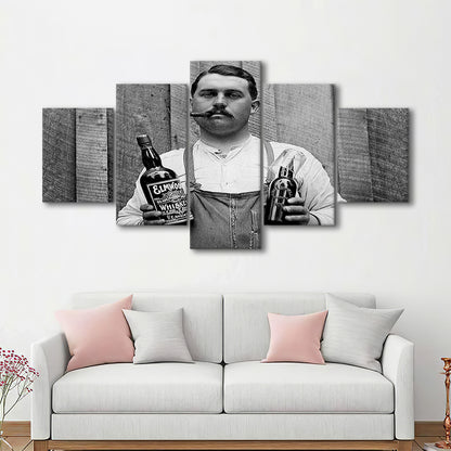 Prohibition Whiskey, Black and White, Speakeasy Decor, Cocktail, Man Cave Decor, Mixed 5 Pieces Canvas Print