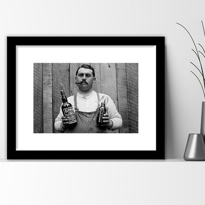 Prohibition Whiskey, Black and White, Speakeasy Decor, Cocktail, Man Cave Decor, Framed Art Print White Border Wall Decor