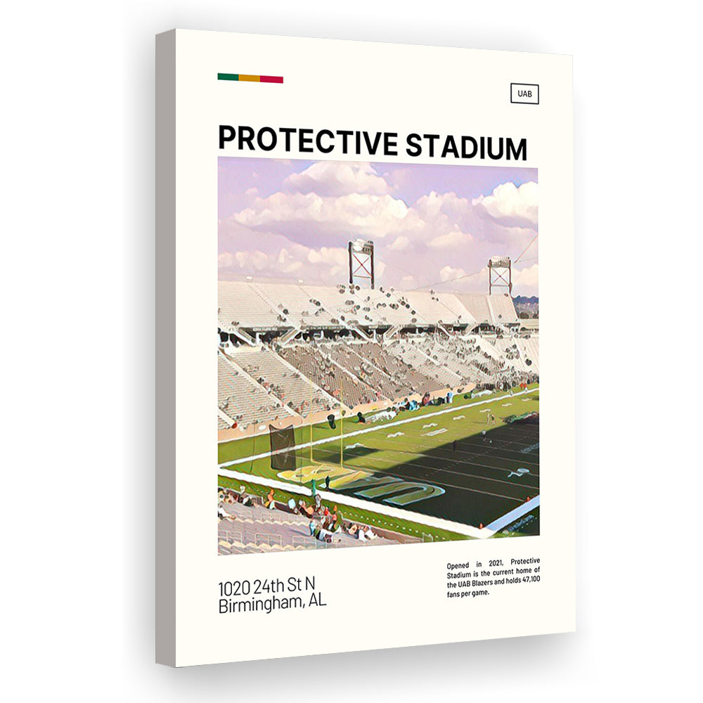 Protective Stadium Print, UAB Blazers Stadium Canvas Art, Fan Gifts, Sport Art, Canvas Print Wall Art