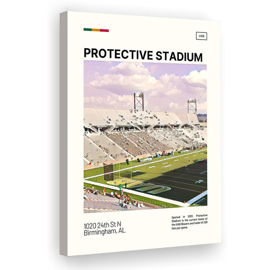 Protective Stadium Print, UAB Blazers Stadium Canvas Art, Fan Gifts, Sport Art, Canvas Print Wall Art