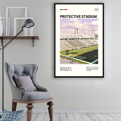 Protective Stadium Print, UAB Blazers Stadium Canvas Art, Man Cave Gift, Floating Framed Canvas Print Wall Art