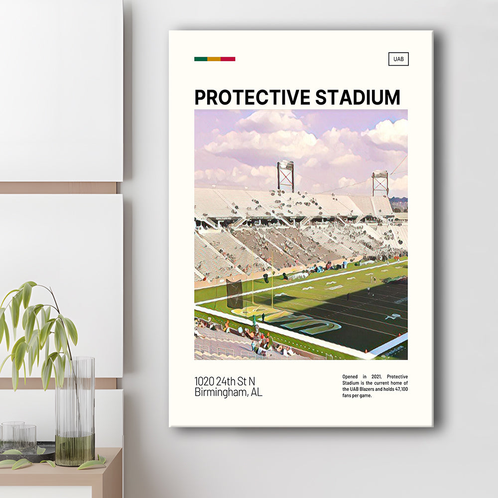 Protective Stadium Print, UAB Blazers Stadium Canvas Art, Fan Gifts, Sport Art, Canvas Print Wall Art