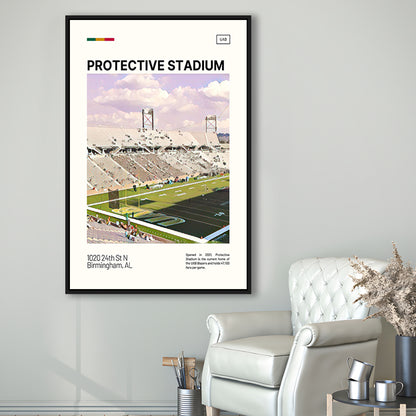 Protective Stadium Print, UAB Blazers Stadium Canvas Art, Man Cave Gift, Floating Framed Canvas Print Wall Art