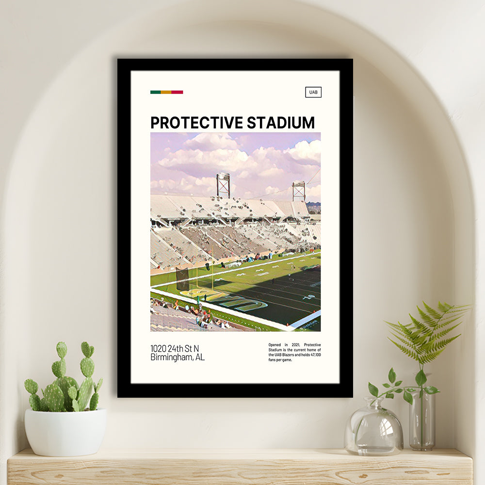 Protective Stadium Print, UAB Blazers Stadium Art, Gifts for him, Sport Art, Framed Art Print Wall Decor