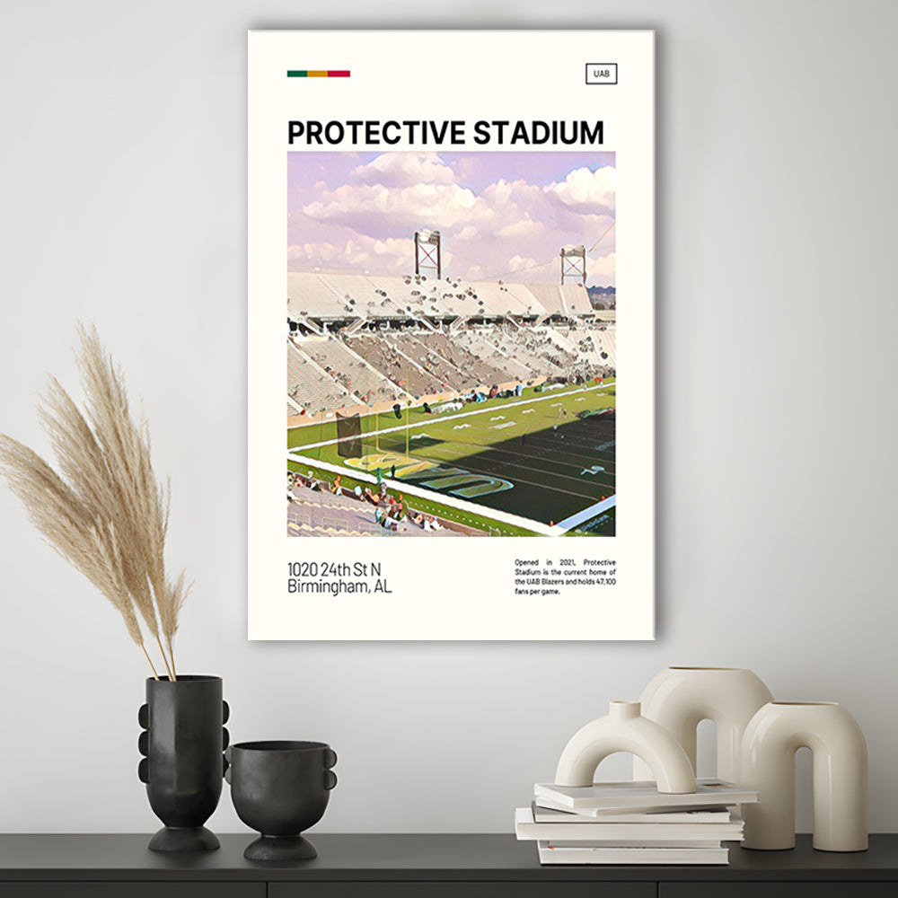 Protective Stadium Print, UAB Blazers Stadium Canvas Art, Fan Gifts, Sport Art, Canvas Print Wall Art