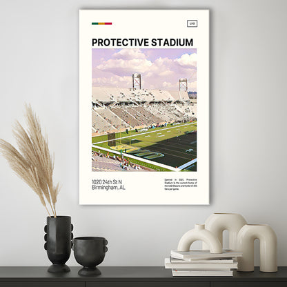 Protective Stadium Print, UAB Blazers Stadium Canvas Art, Fan Gifts, Sport Art, Canvas Print Wall Art