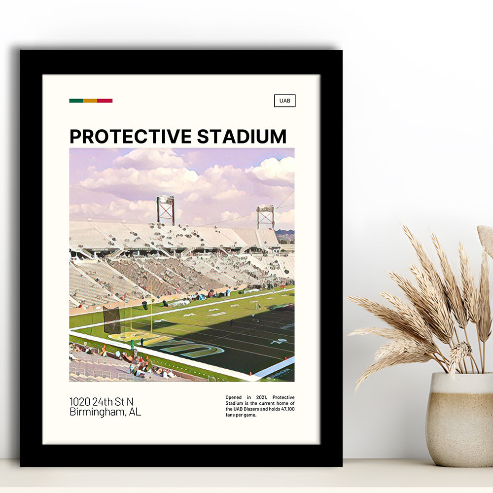 Protective Stadium Print, UAB Blazers Stadium Art, Gifts for him, Sport Art, Framed Art Print Wall Decor