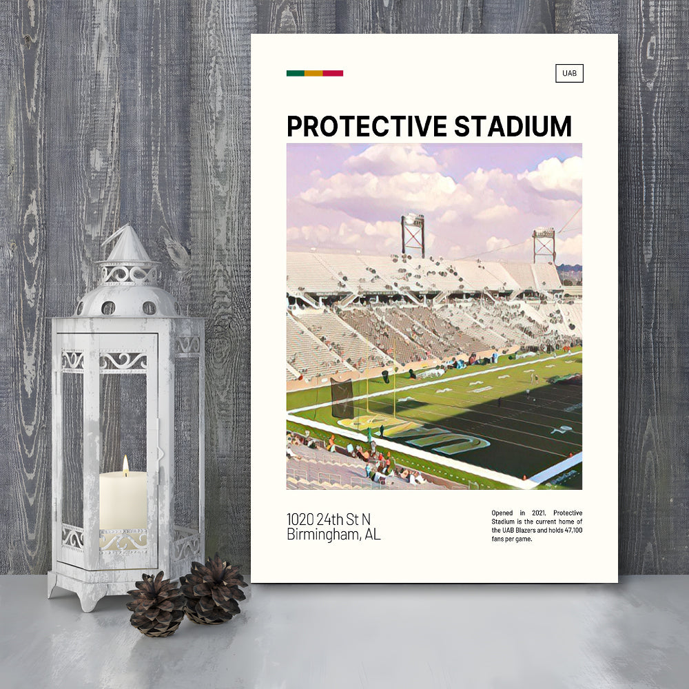 Protective Stadium Print, UAB Blazers Stadium Canvas Art, Fan Gifts, Sport Art, Canvas Print Wall Art