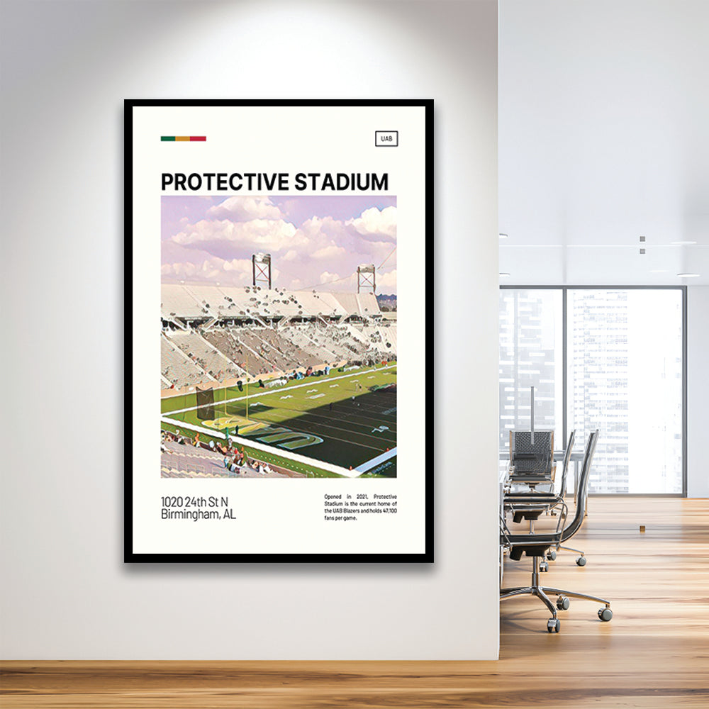 Protective Stadium Print, UAB Blazers Stadium Art, Gifts for him, Sport Art, Framed Art Print Wall Decor