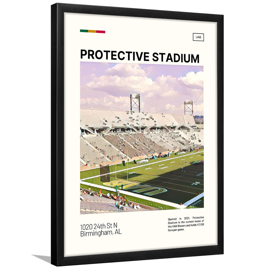 Protective Stadium Print, UAB Blazers Stadium Art, Gifts for him, Sport Art, Framed Art Print Wall Decor