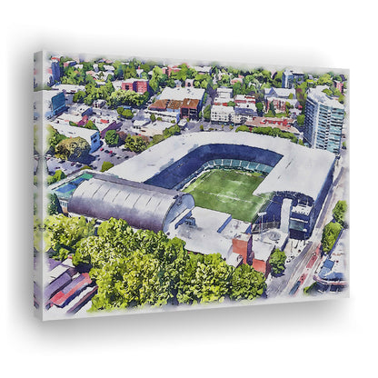 Providence Park Painting Stadium Watercolor, Portland Oregon, Sport Art, Gifts for him, Canvas Print Wall Art