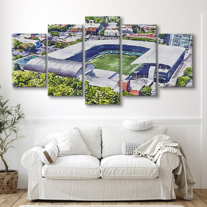 Providence Park Painting Stadium Watercolor, Portland Oregon, Sport Art, Mixed 5 Panel, Canvas Print Wall Art