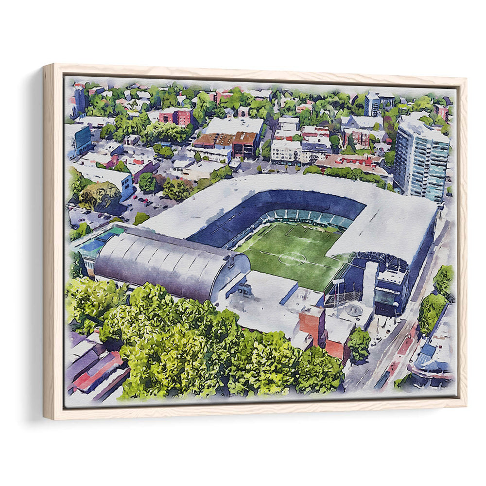Providence Park Painting Stadium Watercolor, Portland Oregon, Sport Gift Art, Framed Canvas Print Wall Art