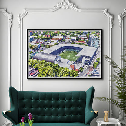 Providence Park Painting Stadium Watercolor, Portland Oregon, Sport Gift Art, Framed Art Print Wall Decor