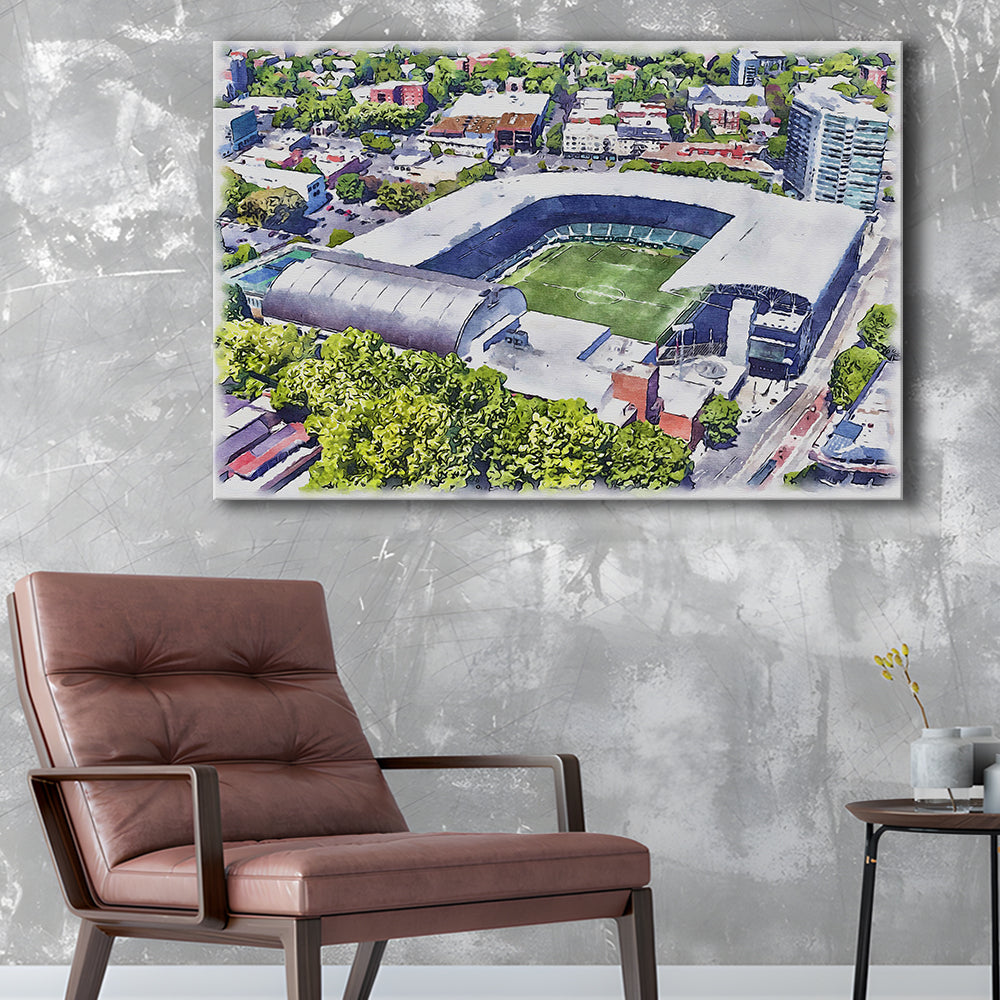 Providence Park Painting Stadium Watercolor, Portland Oregon, Sport Art, Gifts for him, Canvas Print Wall Art
