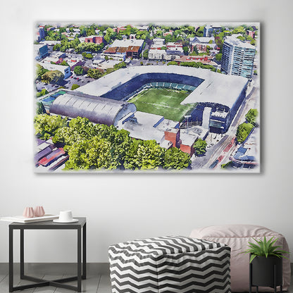 Providence Park Painting Stadium Watercolor, Portland Oregon, Sport Art, Gifts for him, Canvas Print Wall Art
