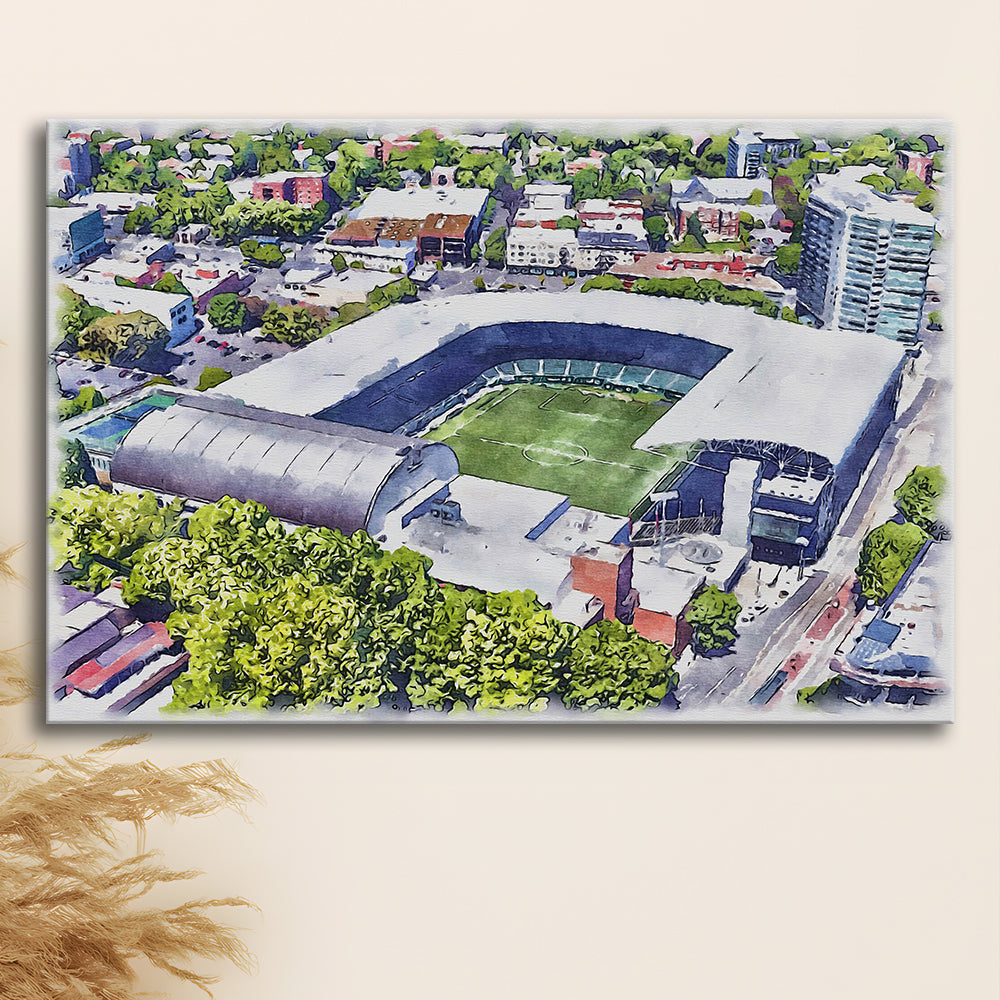 Providence Park Painting Stadium Watercolor, Portland Oregon, Sport Art, Gifts for him, Canvas Print Wall Art