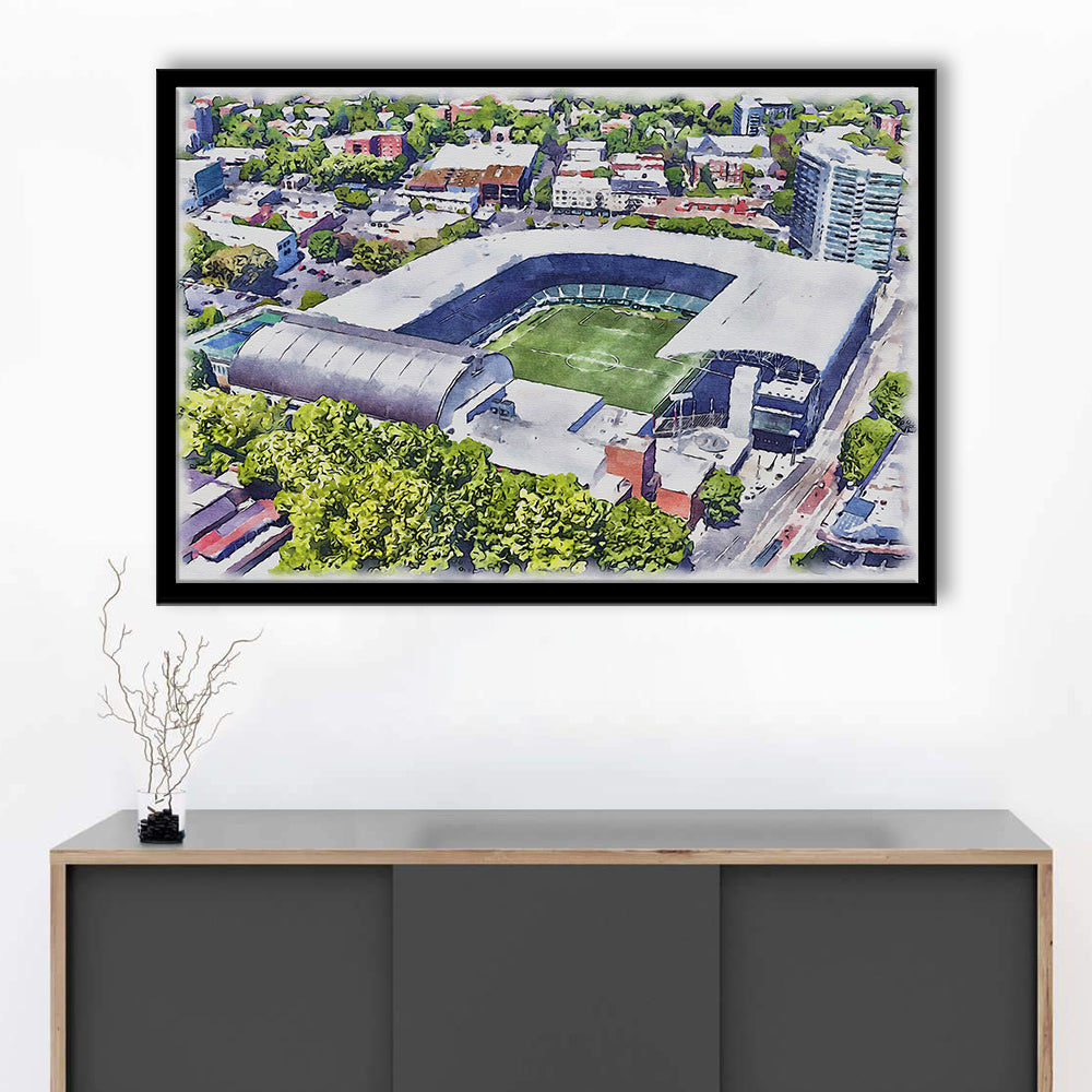 Providence Park Painting Stadium Watercolor, Portland Oregon, Sport Gift Art, Framed Art Print Wall Decor