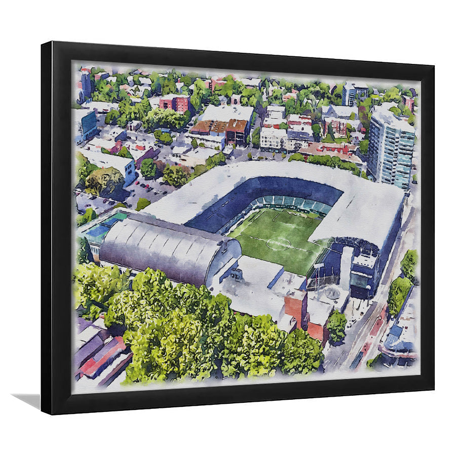 Providence Park Painting Stadium Watercolor, Portland Oregon, Sport Gift Art, Framed Art Print Wall Decor