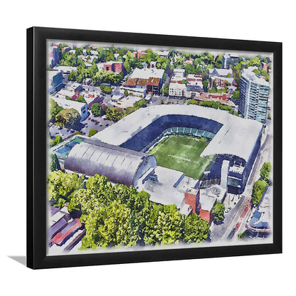 Providence Park Painting Stadium Watercolor, Portland Oregon, Sport Gift Art, Framed Art Print Wall Decor