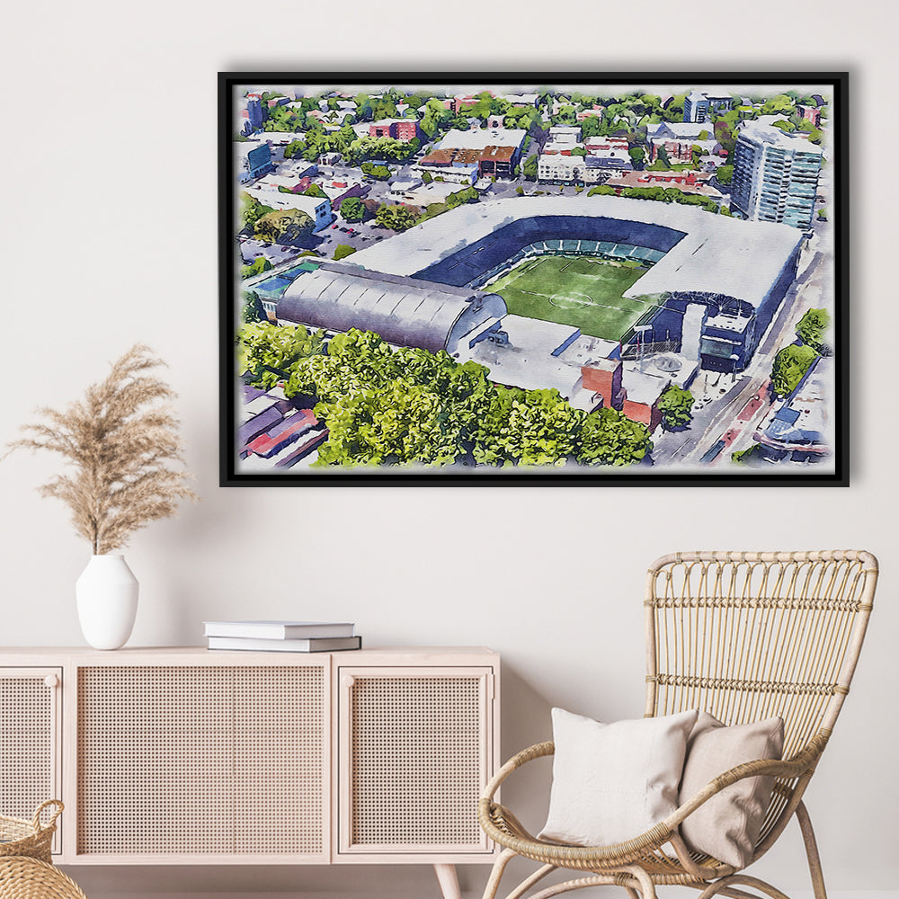 Providence Park Painting Stadium Watercolor, Portland Oregon, Sport Gift Art, Framed Canvas Print Wall Art