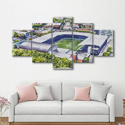 Providence Park Painting Stadium Watercolor, Portland Oregon, Sport Art, Mixed 5 Panel, Canvas Print Wall Art