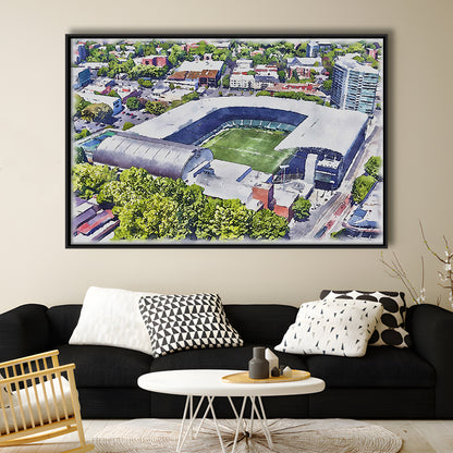 Providence Park Painting Stadium Watercolor, Portland Oregon, Sport Gift Art, Framed Canvas Print Wall Art