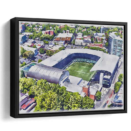 Providence Park Painting Stadium Watercolor, Portland Oregon, Sport Gift Art, Framed Canvas Print Wall Art