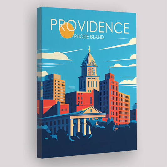Providence Rhode Island Retro Art Print, Providence City Wall Art, Canvas Print, Painting Canvas, Living Room Decor